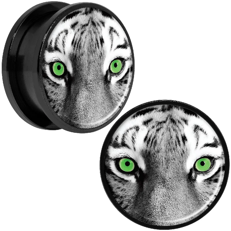 Women's Earrings – Elegant Designs for Every Personality--Black White Tiger Eyes Black Anodized Screw Fit Plug Set 20mm Women's Earrings – Elegant Designs for Every Personality--Black White Tiger Eyes Black Anodized Screw Fit Plug Set 20mm