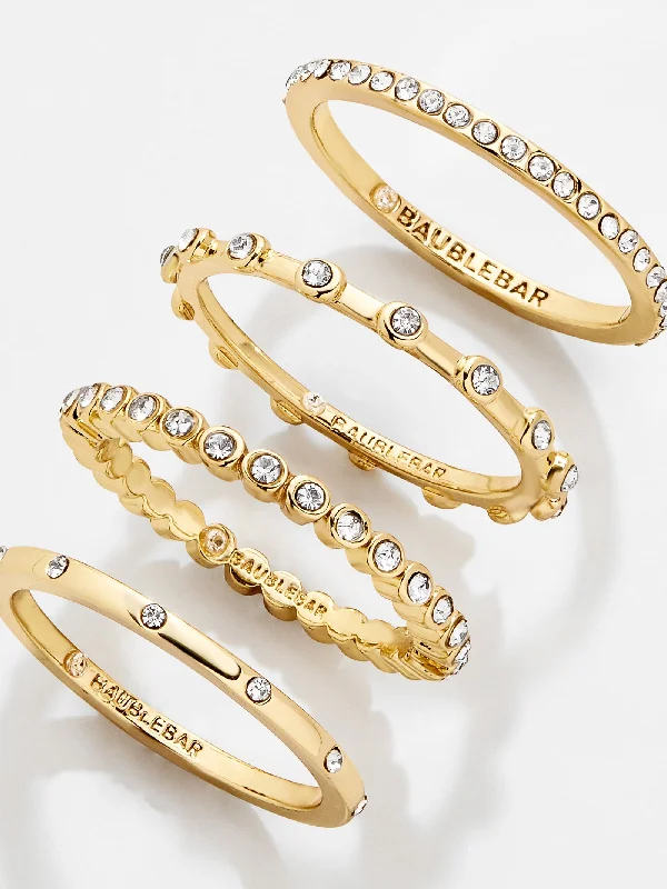 Chic Women's Rings for Fashion-Forward Looks-Morgan Ring Set - Gold/Pavé