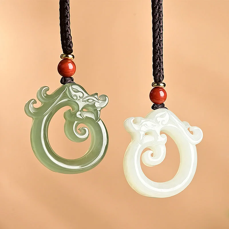 Shop Classic Women's Necklaces & Pendants with a Modern Twist-Buddha Stones White Jade Cyan Jade Dragon Protection Necklace String Pendant Shop Classic Women's Necklaces & Pendants with a Modern Twist-Buddha Stones White Jade Cyan Jade Dragon Protection Necklace String Pendant