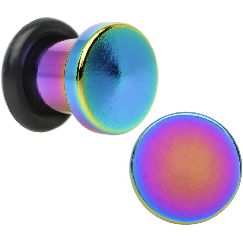 Women's Earrings – Elegant Designs for Every Personality--2 Gauge Rainbow Titanium Plated Steel Flat Top Single Flare Plug Set Women's Earrings – Elegant Designs for Every Personality--2 Gauge Rainbow Titanium Plated Steel Flat Top Single Flare Plug Set