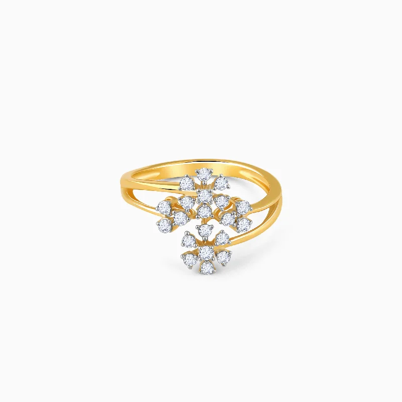 Chic Women's Rings for Fashion-Forward Looks-Gold Floral Bouquet Diamond Ring