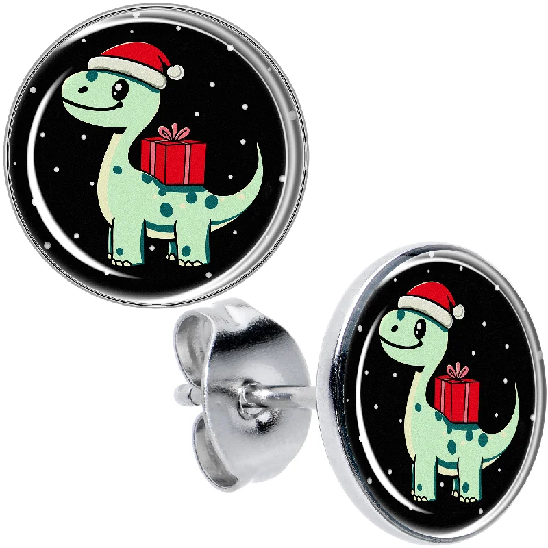 Women's Earrings – Elegant Designs for Every Personality--Christmas Holiday Dinosaur Stud Earrings