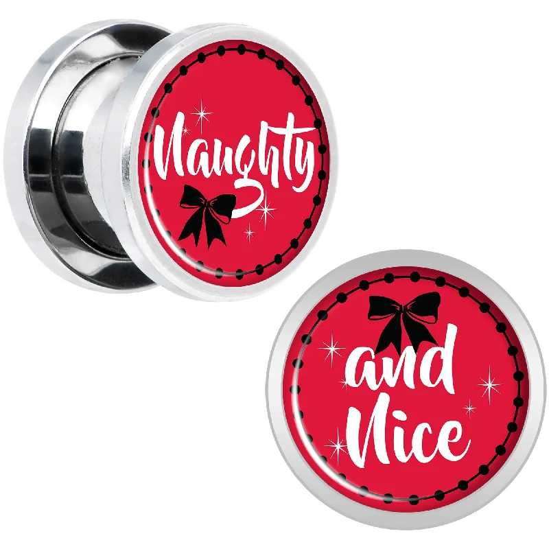 Women's Earrings – Elegant Designs for Every Personality--Red Holiday Naughtyy and Nice Screw Fit Plug Set Sizes 6mm to 20mm Women's Earrings – Elegant Designs for Every Personality--Red Holiday Naughtyy and Nice Screw Fit Plug Set Sizes 6mm to 20mm
