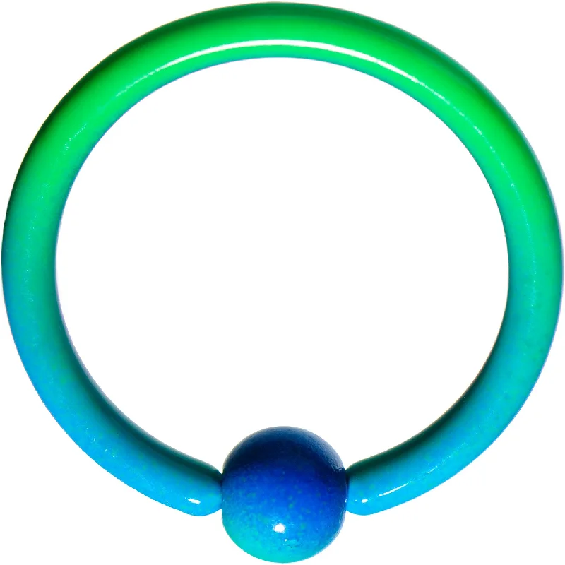 Stylish Lip Rings for All Occasions16 Gauge 3/8 Color Plated Blue Green Fade BCR Captive Ring