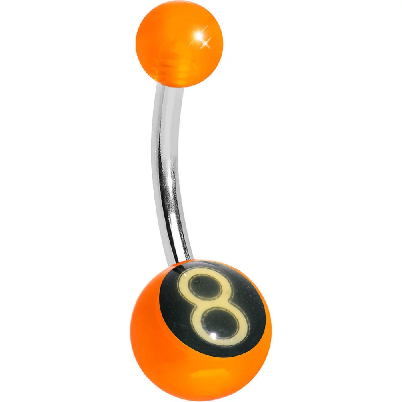 Beautiful Belly Rings for Fashion-Forward Women -Orange Acrylic Behind the 8 Ball Belly Ring Beautiful Belly Rings for Fashion-Forward Women -Orange Acrylic Behind the 8 Ball Belly Ring