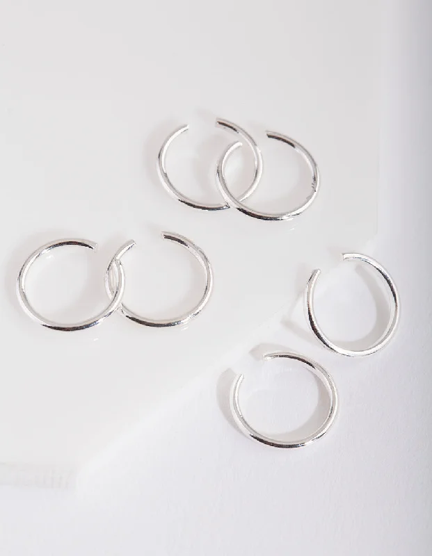 Women's Earrings – Elegant Designs for Every Personality--Silver Mini Faux Body Jewellery Rings