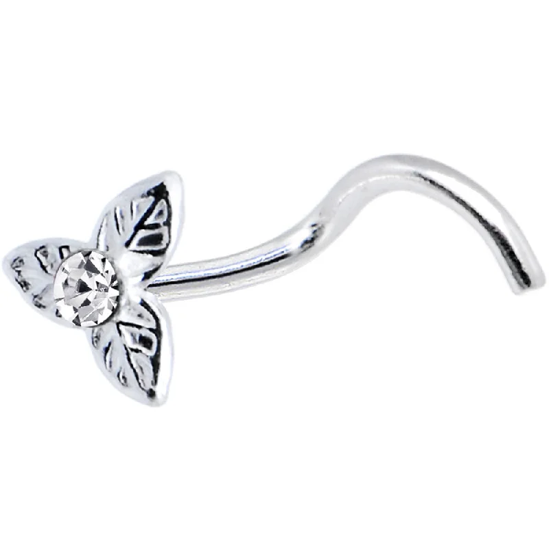 Lightweight Nose Rings -925 Clear Three Petal Flower Nose Ring Created with Crystals Lightweight Nose Rings -925 Clear Three Petal Flower Nose Ring Created with Crystals