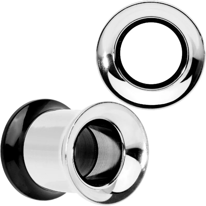 Women's Earrings – Elegant Designs for Every Personality--Steel Black Two Tone Screw Fit Tunnel Plug Set 3mm to 16mm