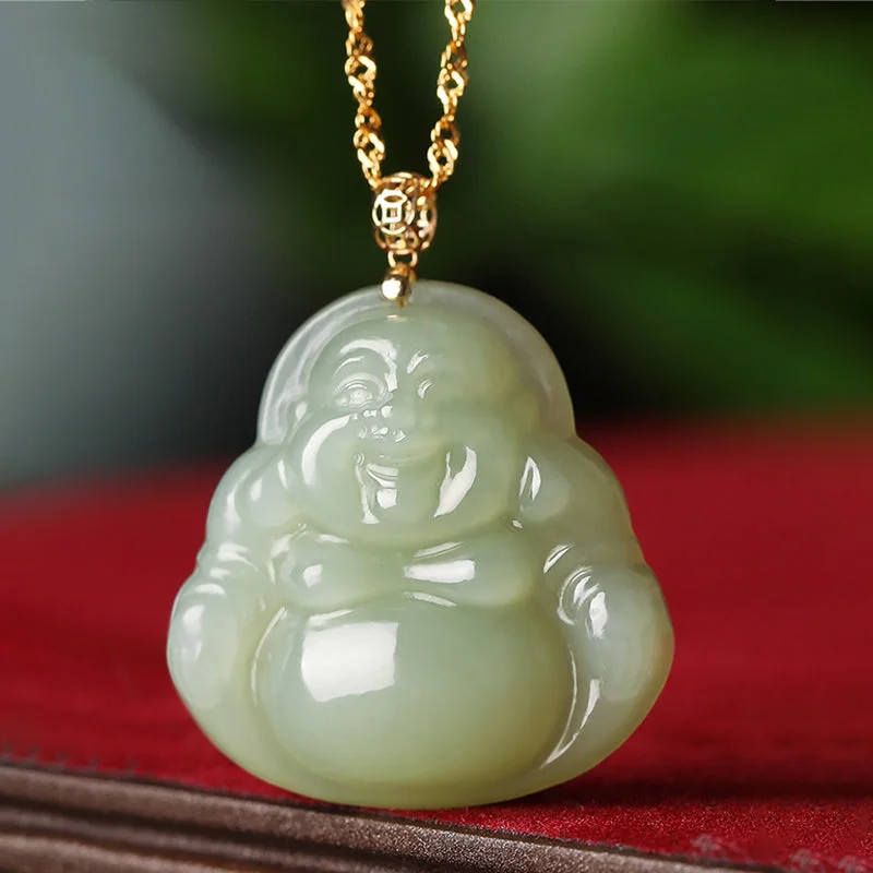 Shop Classic Women's Necklaces & Pendants with a Modern Twist-Buddha Stones 925 Sterling Silver Laughing Buddha Cyan Jade 18K Gold Success Necklace Pendant Shop Classic Women's Necklaces & Pendants with a Modern Twist-Buddha Stones 925 Sterling Silver Laughing Buddha Cyan Jade 18K Gold Success Necklace Pendant