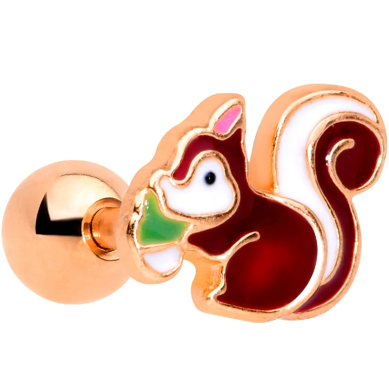 Women's Earrings – Elegant Designs for Every Personality--16 Gauge 1/4 Rose Gold Tone Snacking Squirrel Cartilage Tragus Earring Women's Earrings – Elegant Designs for Every Personality--16 Gauge 1/4 Rose Gold Tone Snacking Squirrel Cartilage Tragus Earring
