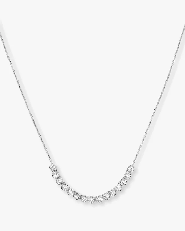 Shop Classic Women's  Necklaces & Pendants with a Modern Twist-Baroness Tennis Chain Necklace - Silver|White Diamondettes