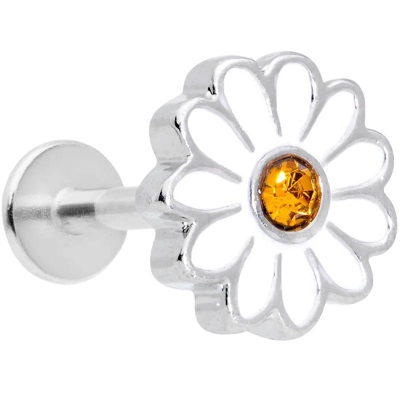 Affordable Lip Rings for Every Budget16 Gauge 5/16 Yellow Gem White Daisy Flower Labret Monroe Tragus