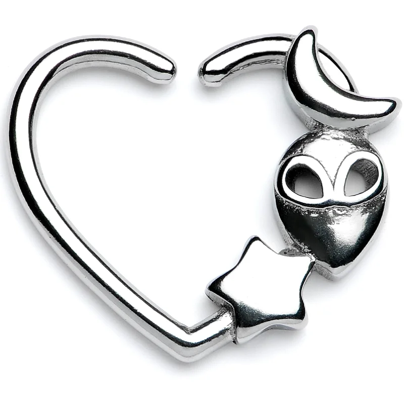 Women's Earrings – Elegant Designs for Every Personality--16 Gauge 3/8 Alien Among The Stars Left Heart Closure Ring