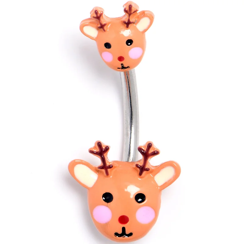 Trendy Belly Rings for Fashion-Forward Women -Santa's Reindeer Double Mount Belly Ring Trendy Belly Rings for Fashion-Forward Women -Santa's Reindeer Double Mount Belly Ring