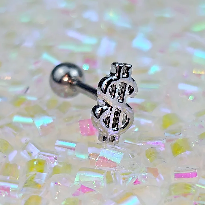 Women's Earrings – Elegant Designs for Every Personality--16 Gauge 1/4 Dollar Sign Cartilage Tragus Earring Women's Earrings – Elegant Designs for Every Personality--16 Gauge 1/4 Dollar Sign Cartilage Tragus Earring