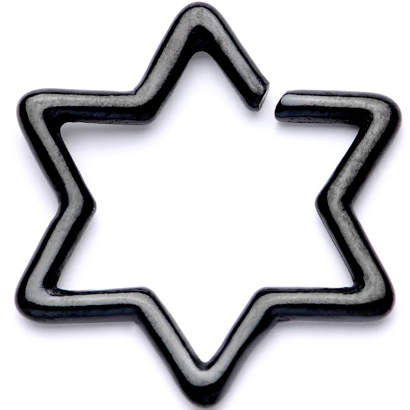 Women's Earrings – Elegant Designs for Every Personality--16 Gauge 5/16 Black Hexagram Star of David Closure Ring