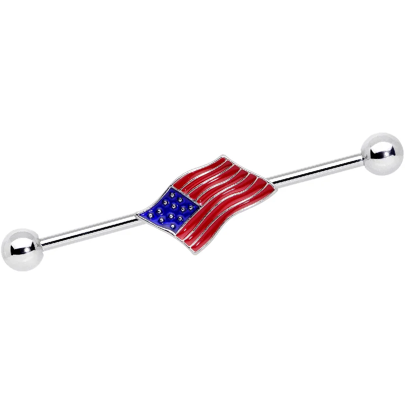 Women's Earrings – Elegant Designs for Every Personality--14 Gauge Red White Blue USA American Flag Industrial Barbell 38mm Women's Earrings – Elegant Designs for Every Personality--14 Gauge Red White Blue USA American Flag Industrial Barbell 38mm