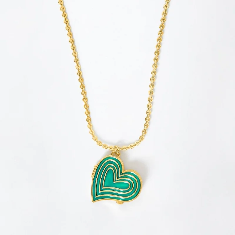 Shop Classic Women's Necklaces & Pendants with a Modern Twist-Deco Heart Locket (Emerald) - Gold Shop Classic Women's Necklaces & Pendants with a Modern Twist-Deco Heart Locket (Emerald) - Gold