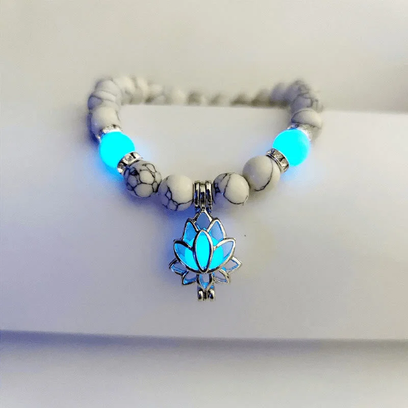 Men's Sleek Leather Cuff Bracelets-Buddha Stones Tibetan Turquoise Glowstone Luminous Bead Lotus Protection Bracelet Men's Sleek Leather Cuff Bracelets-Buddha Stones Tibetan Turquoise Glowstone Luminous Bead Lotus Protection Bracelet