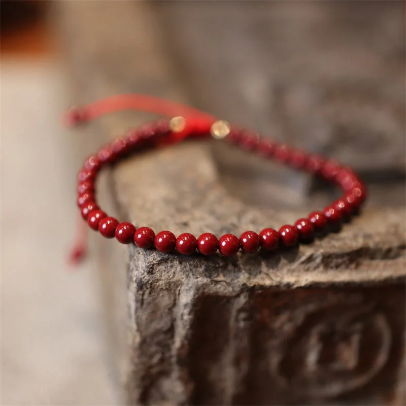 Men's Beaded Leather Cuff Bracelets-Buddha Stones Natural Cinnabar Blessing Red String Braided Bracelet Anklet Men's Beaded Leather Cuff Bracelets-Buddha Stones Natural Cinnabar Blessing Red String Braided Bracelet Anklet