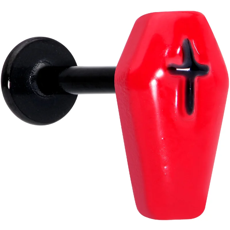 Adjustable Lip Rings for Easy Fit16 Gauge 5/16 Black Red Coffin Halloween Labret Monroe Tragus