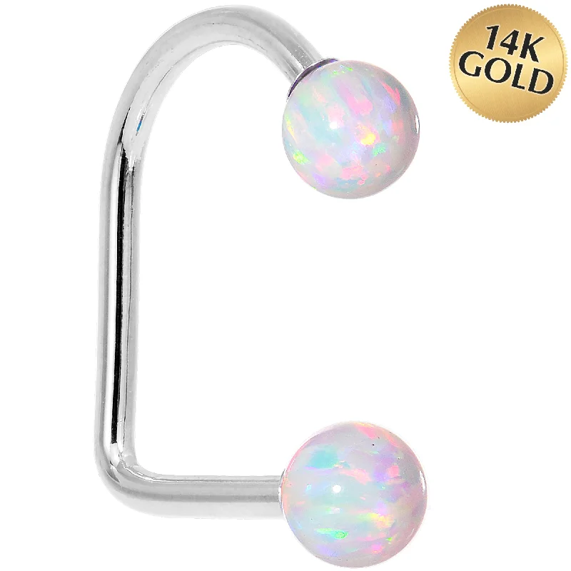 Bold Lip Rings for Fashion-Forward Women14kt White Gold White 5mm Synthetic Opal Lippy Loop 14 Gauge 3/8 Bold Lip Rings for Fashion-Forward Women14kt White Gold White 5mm Synthetic Opal Lippy Loop 14 Gauge 3/8