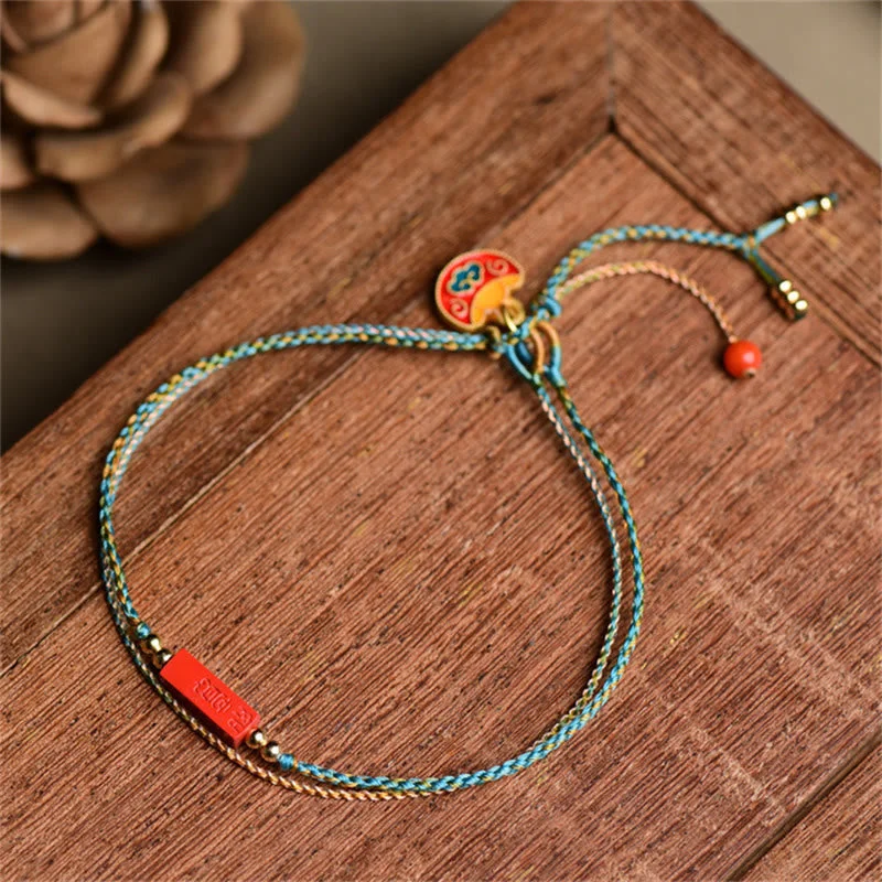 Men's Stylish Link Bracelets-Buddha Stones Handmade Cinnabar As One Wishes Blessing Braid Double Layer Bracelet Men's Stylish Link Bracelets-Buddha Stones Handmade Cinnabar As One Wishes Blessing Braid Double Layer Bracelet