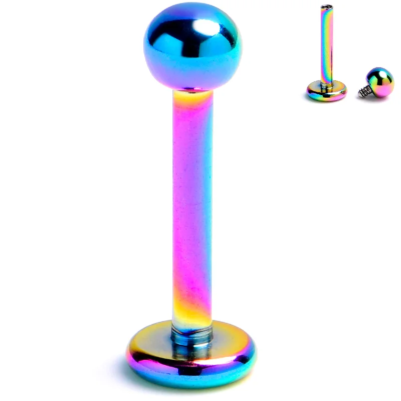 Comfortable Lip Rings with Smooth Finish16 Gauge 5/16 Rainbow Internally Threaded Ball Labret Monroe Tragus