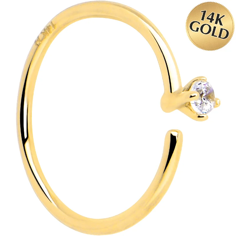 Nose Rings for Women’s Trendy Style -14k Solid Yellow Gold Bendable Nose Hoop 22 Gauge 5/16 with CZ Nose Rings for Women’s Trendy Style -14k Solid Yellow Gold Bendable Nose Hoop 22 Gauge 5/16 with CZ