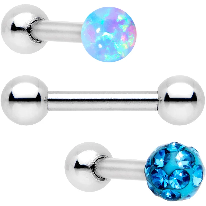Women's Earrings – Elegant Designs for Every Personality--16 Gauge 1/4 Aqua Faux Opal Ball Cartilage Tragus Earring 3 Pack Set