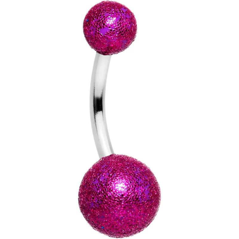 Comfortable Belly Rings with Polished Finish -Hot Pink Sandblasted Belly Ring