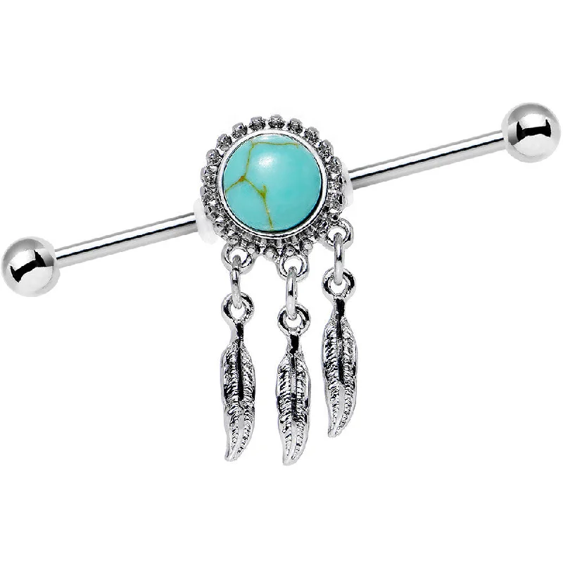 Women's Earrings – Elegant Designs for Every Personality--14 Gauge Faux Turquoise Southwest Dreamcatcher Industrial Barbell 38mm Women's Earrings – Elegant Designs for Every Personality--14 Gauge Faux Turquoise Southwest Dreamcatcher Industrial Barbell 38mm