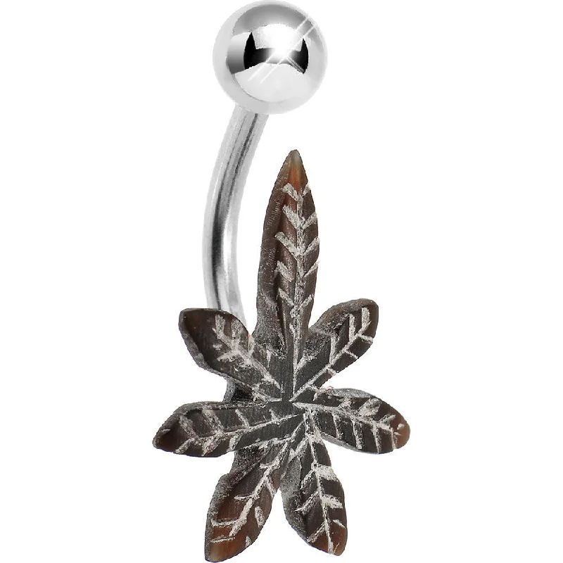 Beautiful Belly Rings for Fashionable Women -Black Pot Leaf Belly Ring