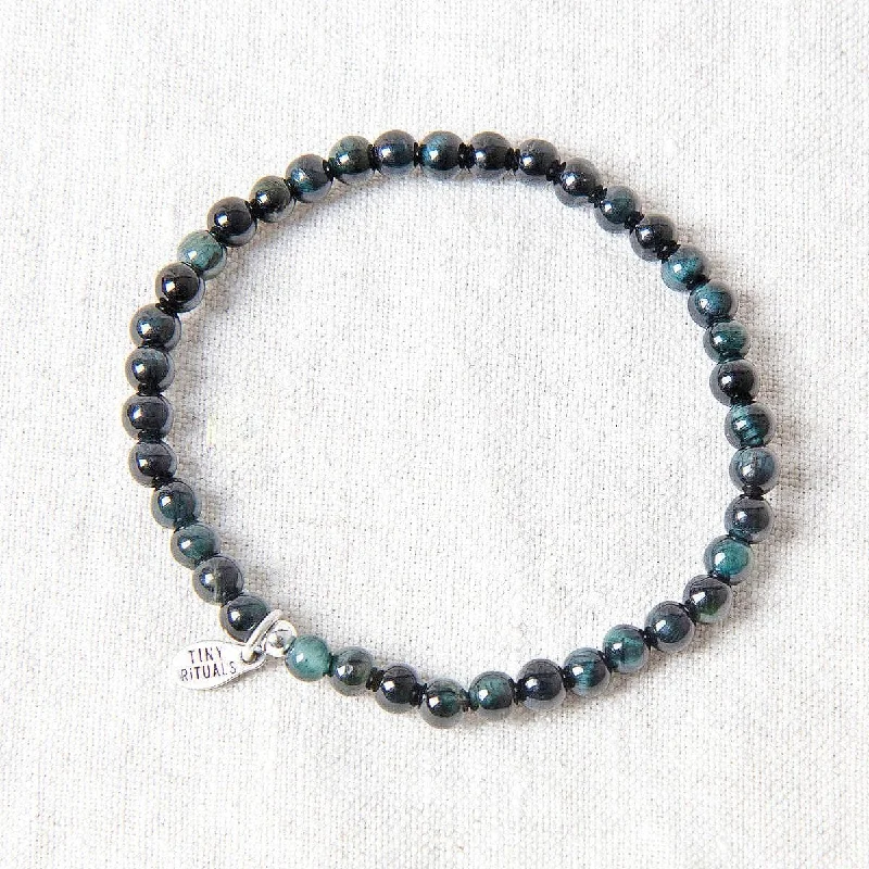 Gold Plated Bangle Sets for Women-Blue Tiger Eye Energy Bracelet