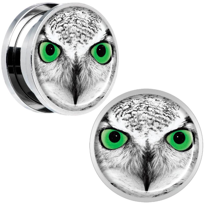 Women's Earrings – Elegant Designs for Every Personality--Black White Owl Steel Screw Fit Plug Set 18mm Women's Earrings – Elegant Designs for Every Personality--Black White Owl Steel Screw Fit Plug Set 18mm