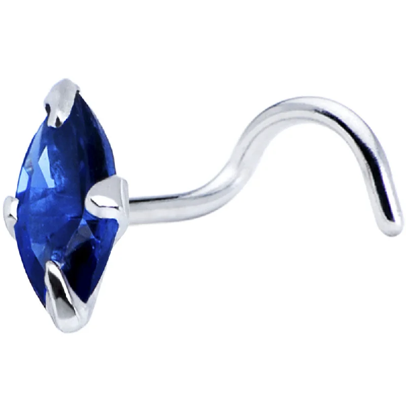 Nose Rings with Blue Sapphire -925 Sapphire 3mm CZ Marquise Nose Ring Created with Crystals Nose Rings with Blue Sapphire -925 Sapphire 3mm CZ Marquise Nose Ring Created with Crystals