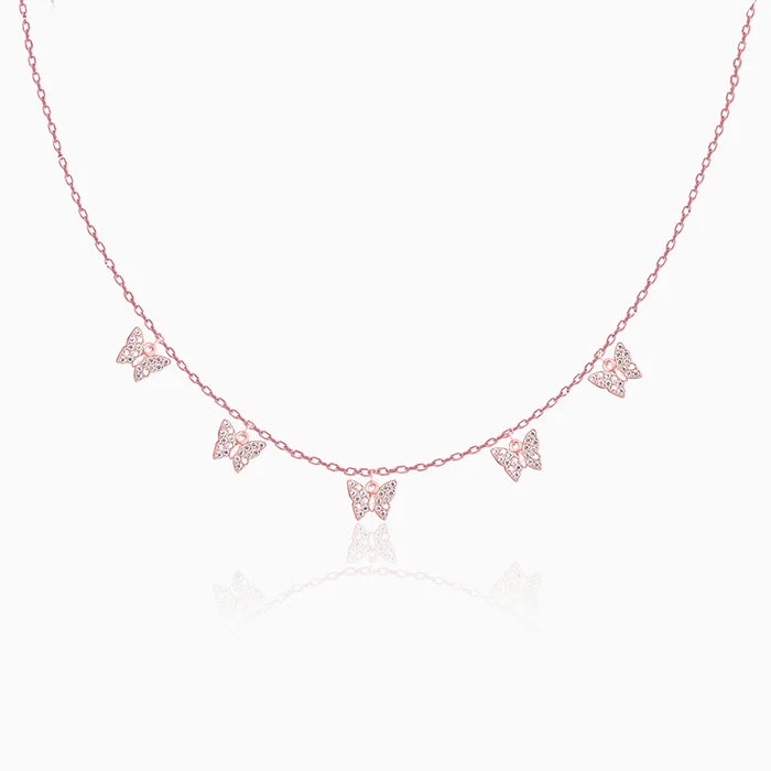 Shop Classic Women's  Necklaces & Pendants with a Modern Twist-Anushka Sharma Rose Gold Wavering Wings Butterfly Necklace