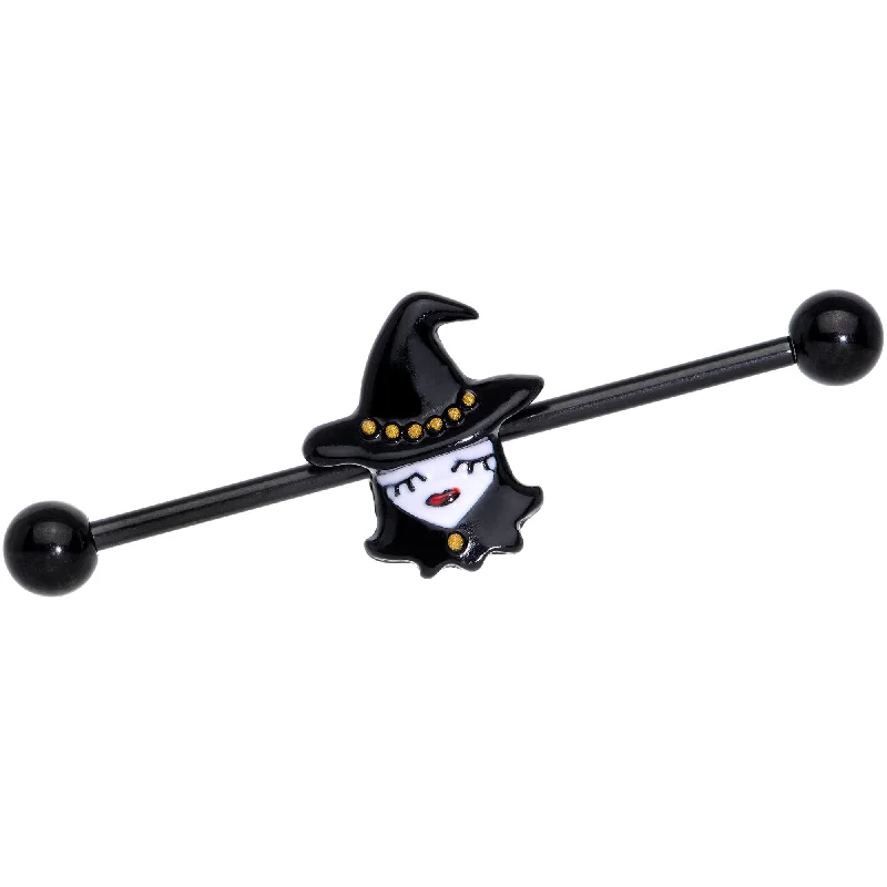 Women's Earrings – Elegant Designs for Every Personality--14 Gauge Black Goth Witch Halloween Industrial Barbell 38mm