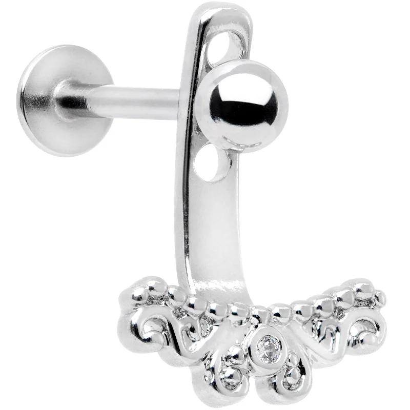 Women's Earrings – Elegant Designs for Every Personality--Clear Gem Victorian Swirl Dangle Cartilage Tragus Helix Piercing