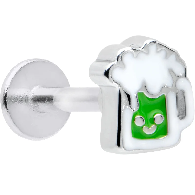 Bold and Beautiful Lip Rings with Stones16 Gauge 5/16 Sweet Happy Green Beer St Patricks Labret Monroe Tragus