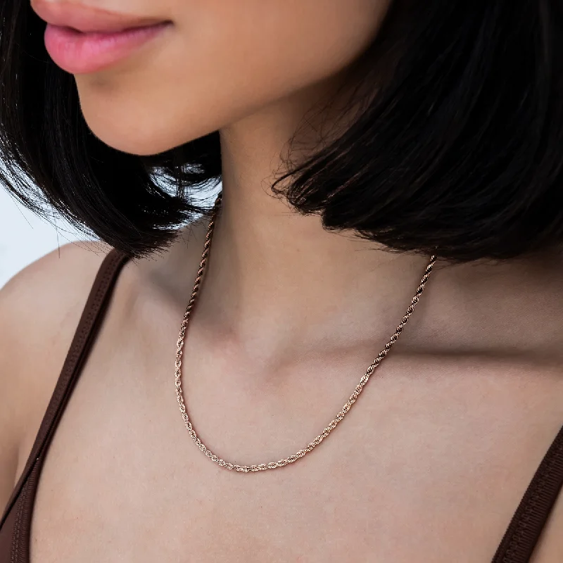 Shop Classic Women's  Necklaces & Pendants with a Modern Twist-Rope Necklace in Rose Gold- 2mm