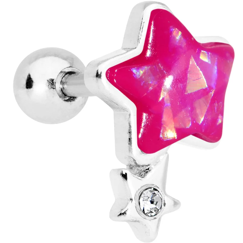 Women's Earrings – Elegant Designs for Every Personality--1/4 Pink Faux Opal Star Child Cartilage Tragus Earring