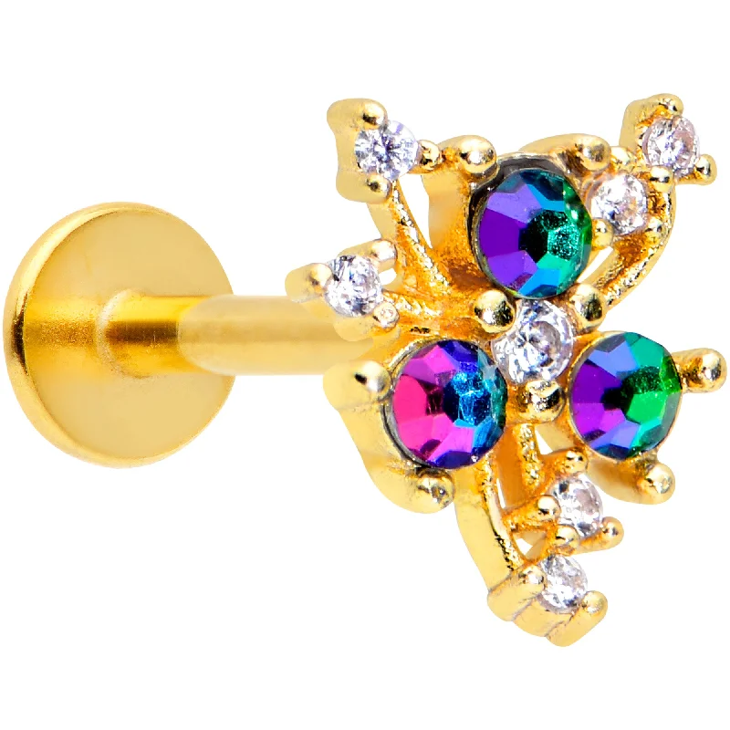Designer Lip Rings for Everyday Wear16 Gauge 5/16 Purple Tourmaline Gold Tone Spray Labret Monroe Tragus