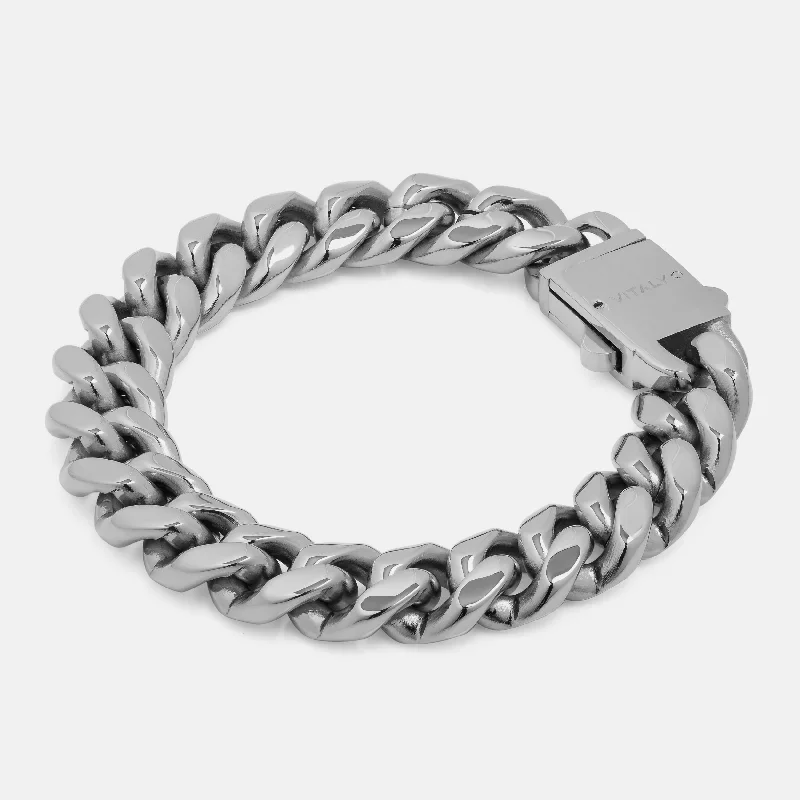 Men's Bracelets with Silver and Leather Details-React