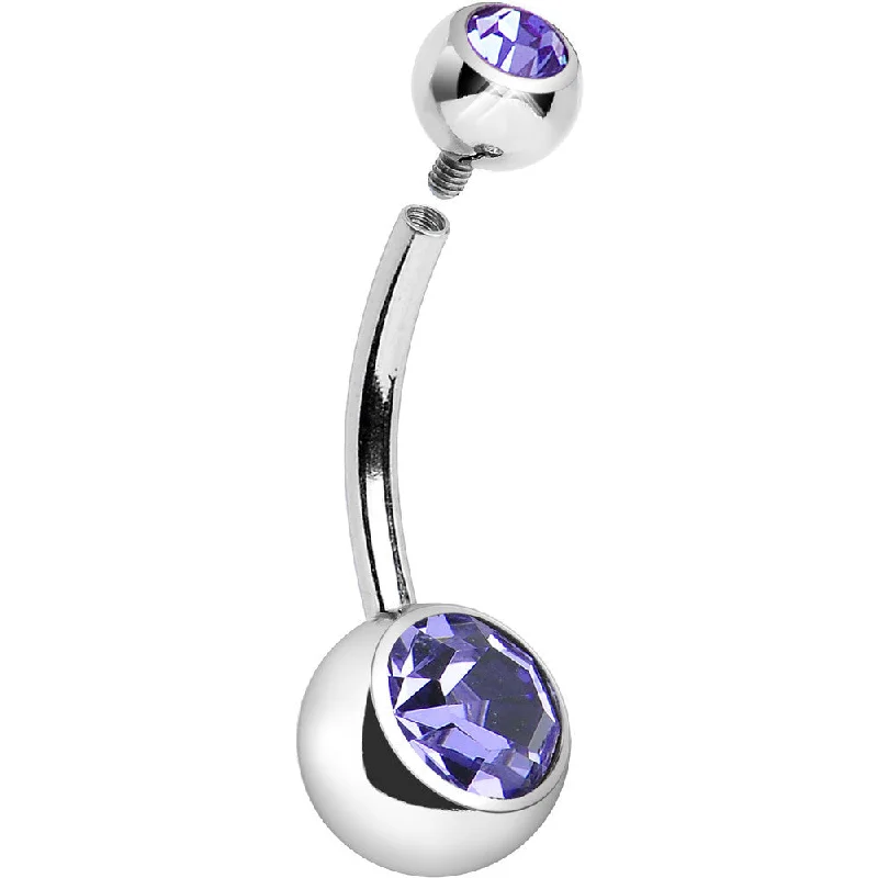 Beautiful Belly Rings for Everyday Glam -Internally Threaded Tanzanite Double Gem Belly Ring 11mm Beautiful Belly Rings for Everyday Glam -Internally Threaded Tanzanite Double Gem Belly Ring 11mm