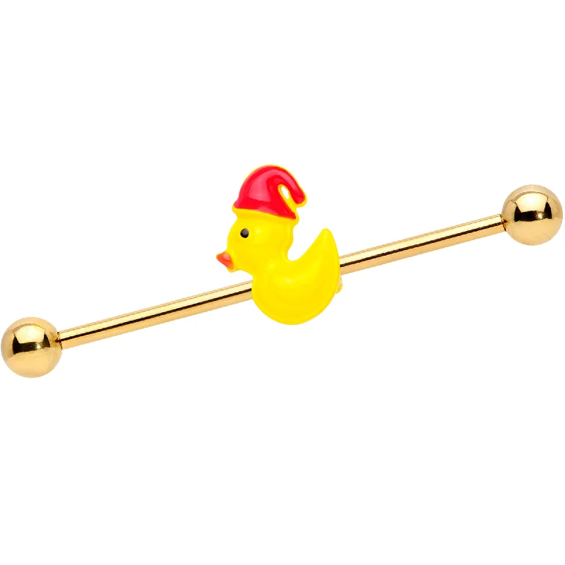 Women's Earrings – Elegant Designs for Every Personality--14 Gauge Gold Tone Sleepy Duck Industrial Barbell 38mm