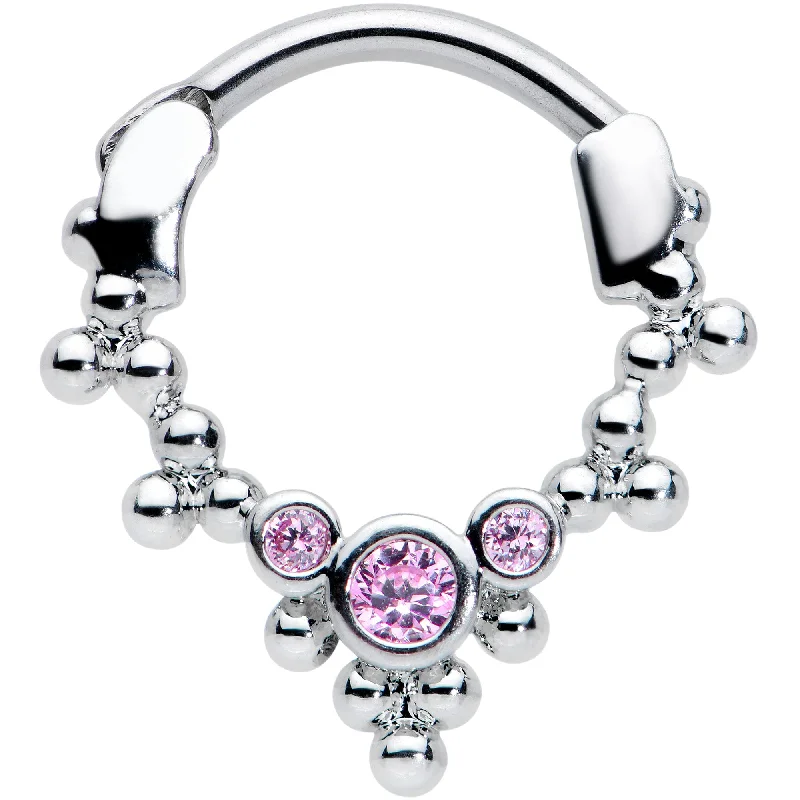 Women's Earrings – Elegant Designs for Every Personality--16 Gauge 5/16 Pink CZ Gem Princess Cartilage Clicker