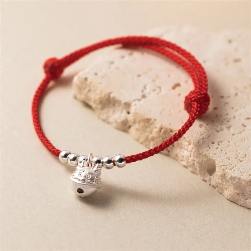 Stylish Wristbands for Men with Custom Engraving-Buddha Stones Year of the Dragon 925 Sterling Silver Handmade Dragon Carved Success Braided Red Bracelet Stylish Wristbands for Men with Custom Engraving-Buddha Stones Year of the Dragon 925 Sterling Silver Handmade Dragon Carved Success Braided Red Bracelet