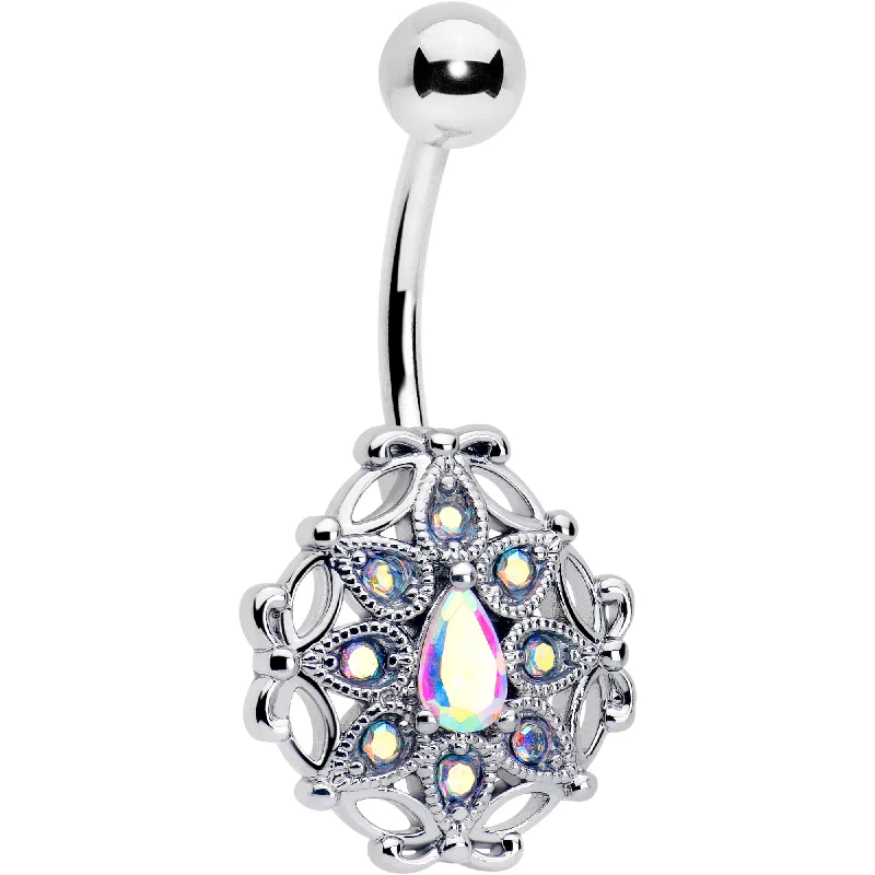 Stylish Belly Rings for Bold Fashion Choices -Aurora Gem Retro Sunburst Belly Ring