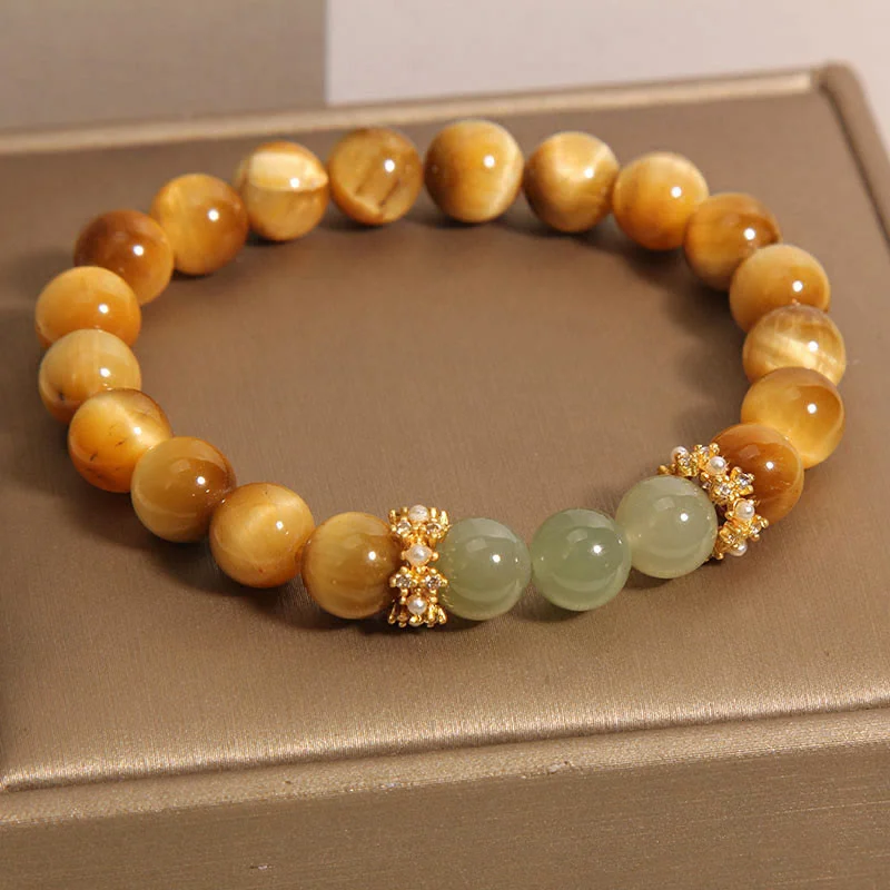 Classic Bangle Bracelets for Women-Buddha Stones Tiger Eye Jade Courage Bracelet